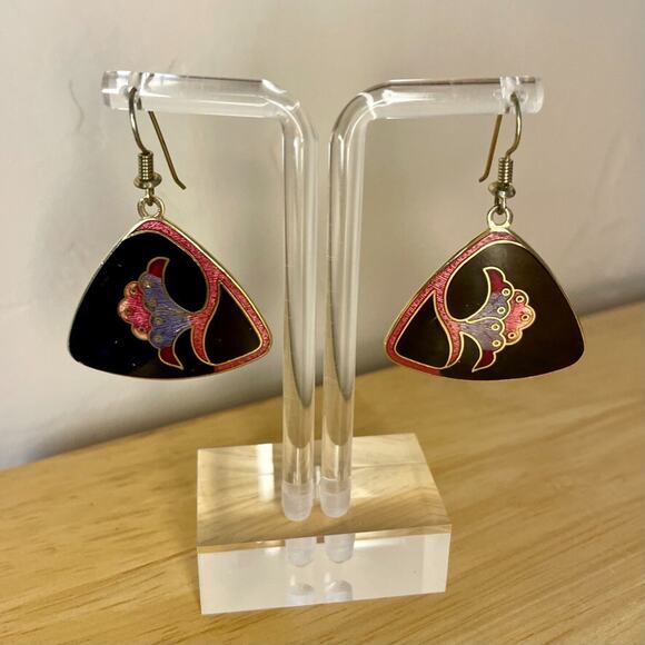 Roman Vintage Pierced Dangle Earrings With Floral Details - Picture 2 of 8